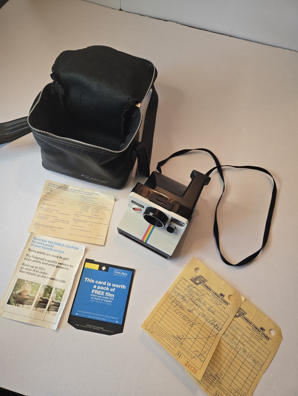 Vintage 70s Polaroid One Step Rainbow Stripe Land Camera SEE Description -As Is